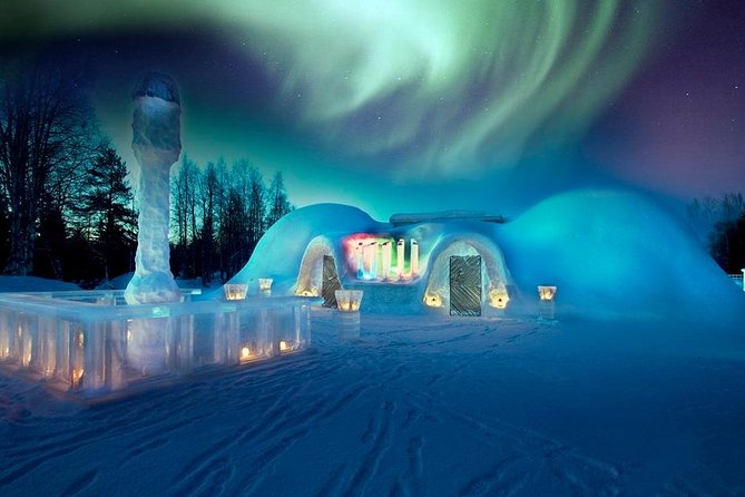 Arctic Snow Castle Visit with Lappish Dinner - Small Group Tour - Walking through the ice hotel at 5 degrees
