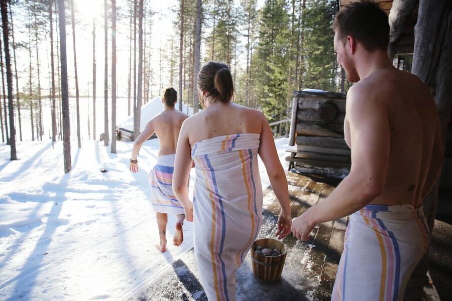 Arctic Tent Sauna Experience with Ice Swimming - Inside the custom-designed tent sauna