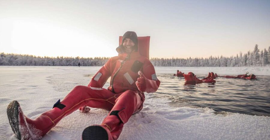 Daytime Ice Floating Rovaniemi, Frozen Lake Experience - Why floating in an icy lake feels less frightening than it sounds
