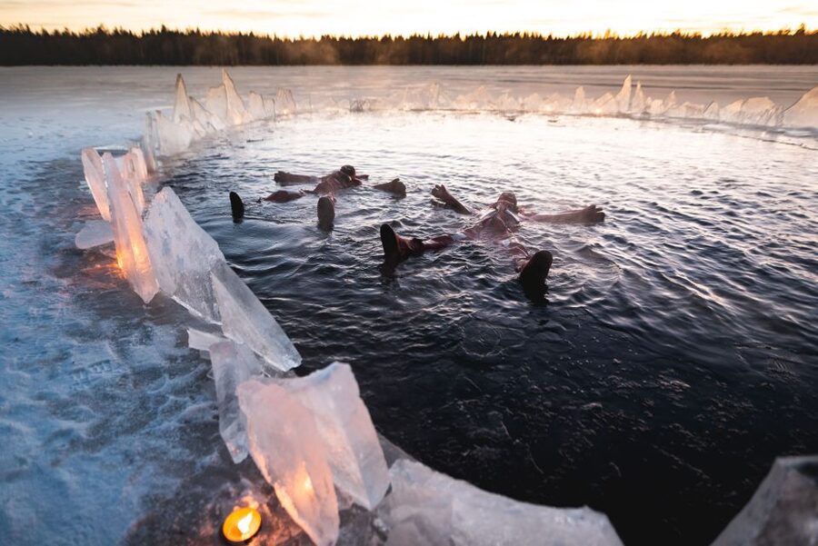 Daytime Ice Floating Rovaniemi, Frozen Lake Experience - Entering the water and breaking the ice
