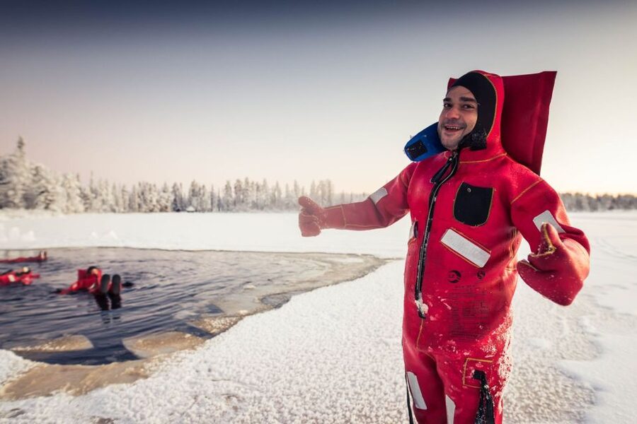 Daytime Ice Floating Rovaniemi, Frozen Lake Experience - The ride from Rovaniemi to the lake