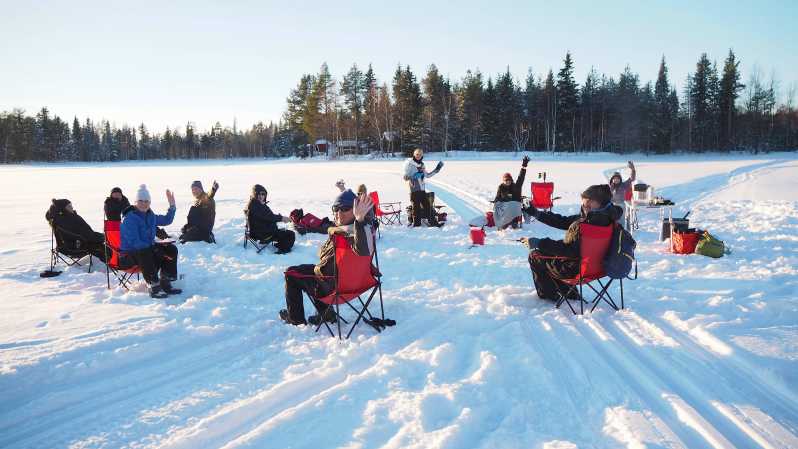 Ice fishing program in Lapland - Making a hole in the ice