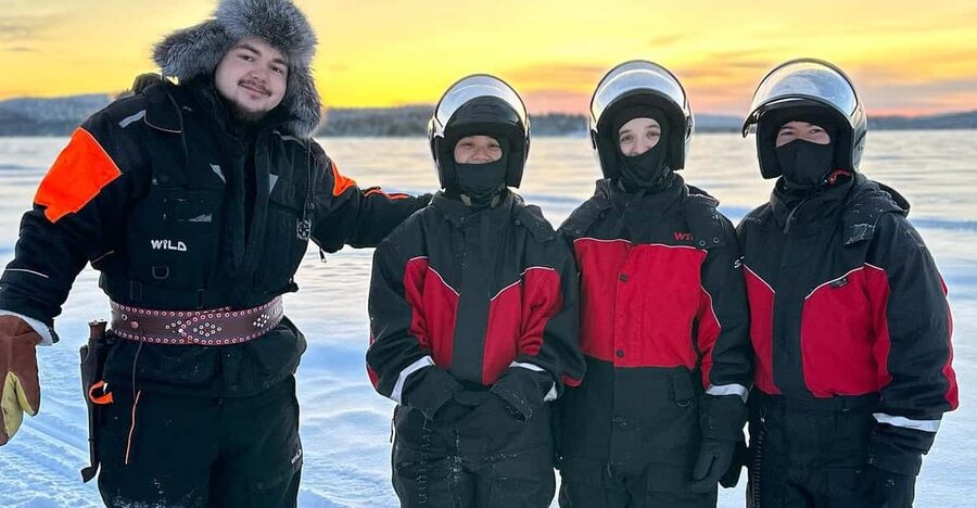 Ivalo: Snowmobile Safari, Meet and Feed Reindeers with Lunch - Crossing the Ivalo River and Lake Inari