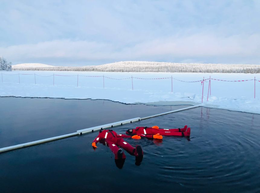 Lapland: Ice Fishing, Floating & BBQ Snow Adventure - A frozen lake, a warm kota, and one very odd swim