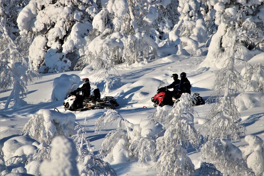 Levi: Easy Snowmobile Safari into the Nature - The first run through Levi’s forests