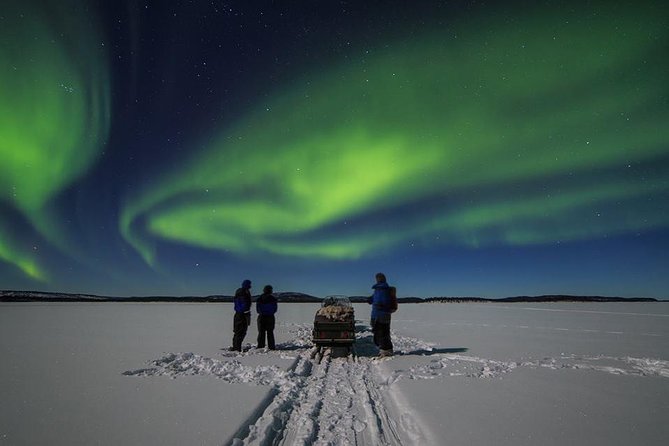 Northern lights tour to Lake Inari from Ivalo, Reindeers & Dinner - Waiting beside frozen Lake Inari