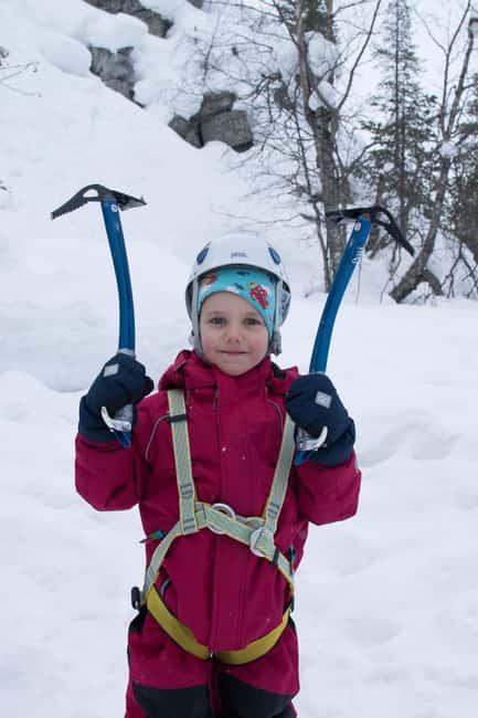 Pyhätunturi: Kid's Ice Climbing Adventure in Finnish Lapland - Getting dressed for the ice wall