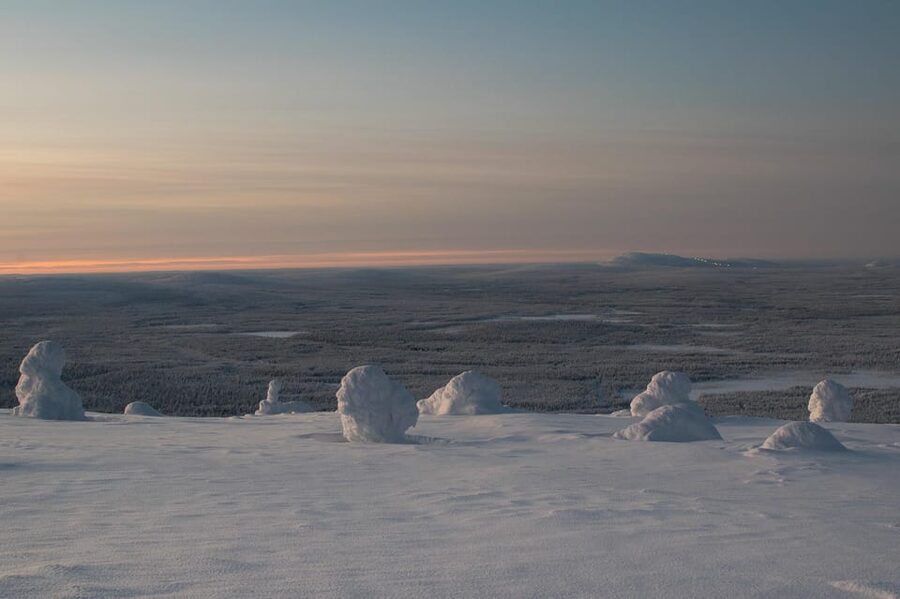 Pyhätunturi: Scenic Snowshoeing Tour in Finnish Lapland - The route back and the reindeer paddock