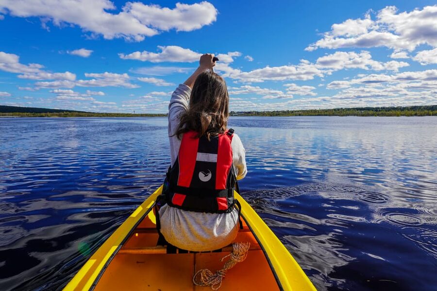 Rovaniemi: All-Day Canoe Adventure - Learning to handle the canoe