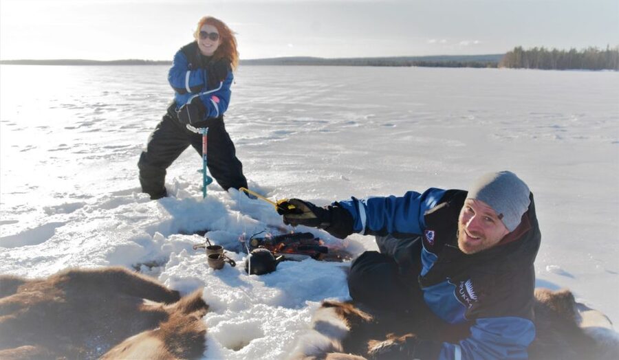 Rovaniemi: Ice-Fishing like a Finn - Drilling through the ice and learning the method