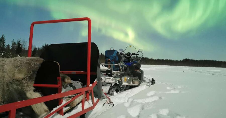 Rovaniemi: Northern Lights Sledge Ride - From the city office to the snow park