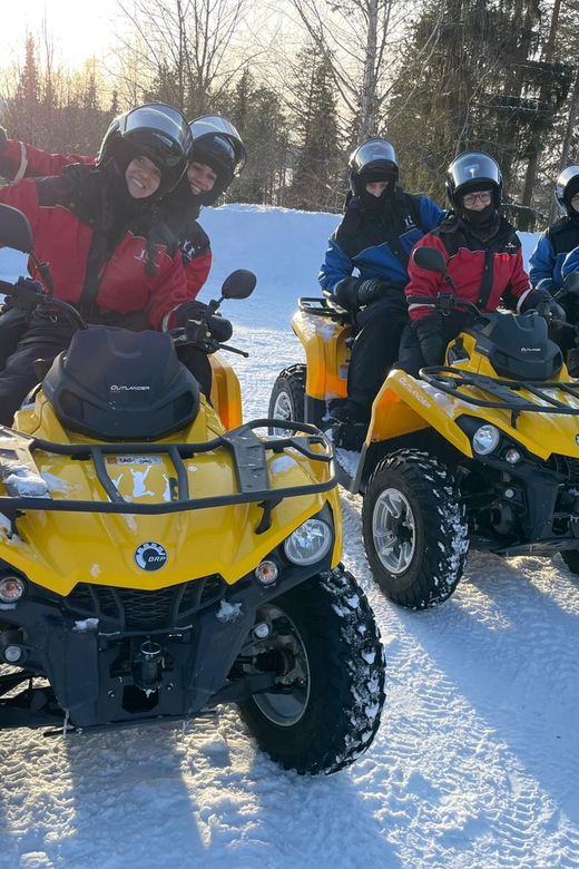 Rovaniemi: Quad Bike Ride and Ice Fishing - Languages, equipment, and pickup details