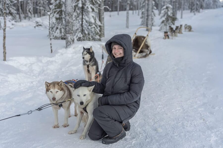 Rovaniemi: Snowmobile Safari, Reindeer & Husky Sleigh Ride - At the husky farm, expect excitement in a small dose