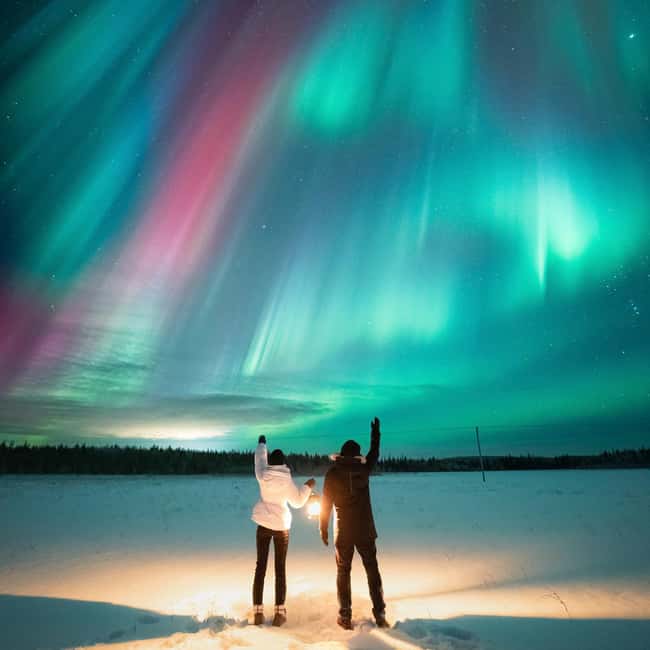 Rovaniemi: Unlimited Mileage and Hours Aurora Hunting Pro - The first secret stop, where the route begins to change