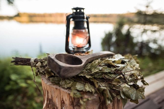 Traditional Lappish evening in the wilderness with dinner - A wood cabin dinner with smoked salmon