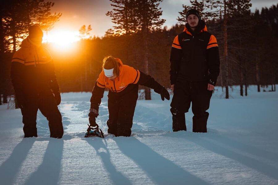 Ylläs: Forest Hike with Snowshoes - Reaching the frozen marshland